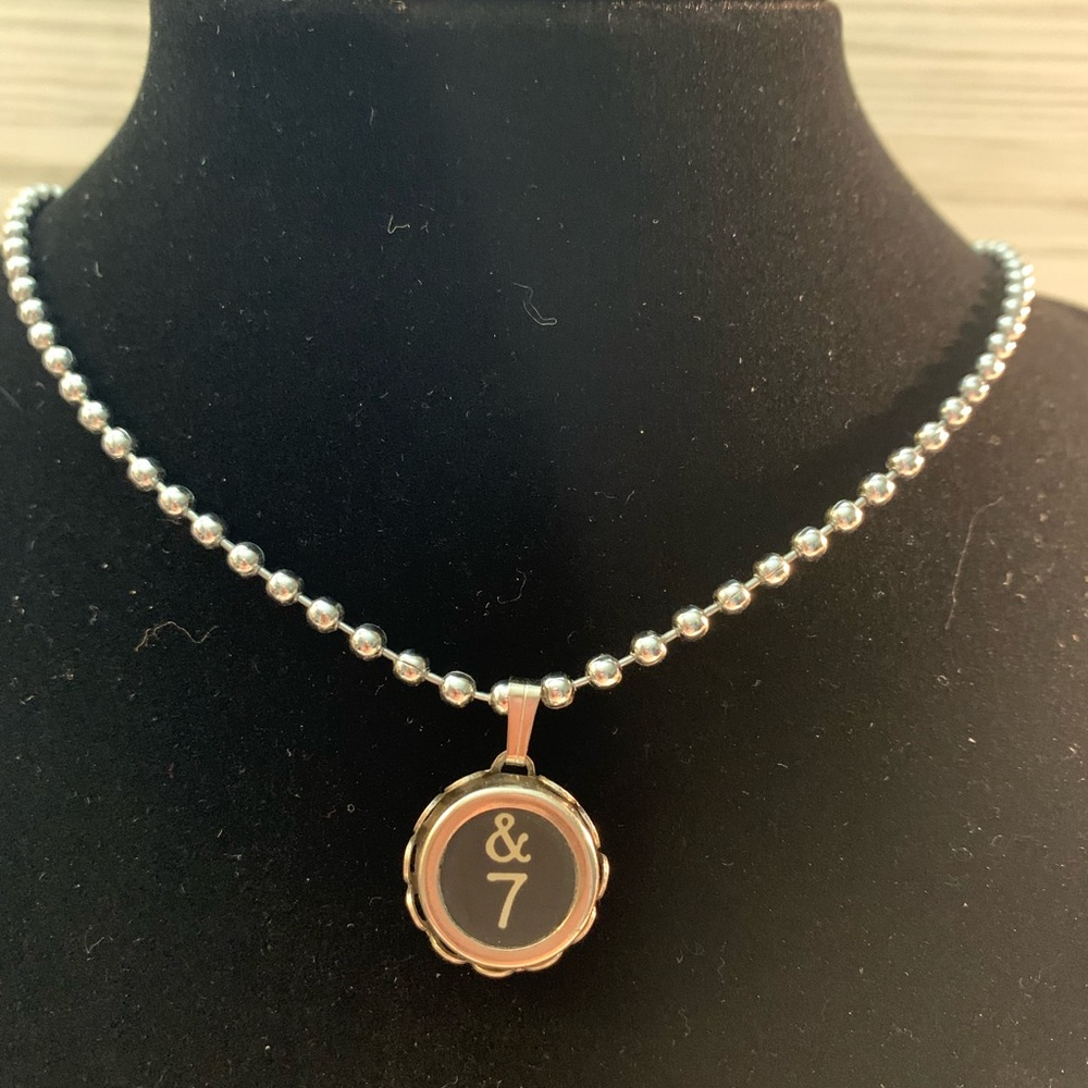 Vintage Typewriter Key “&7” Necklace Hand Crafted